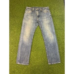 Levi's 505 Straight Leg Jeans Men 34x32 Blue Denim Light Wash Streetwear Zip Fly